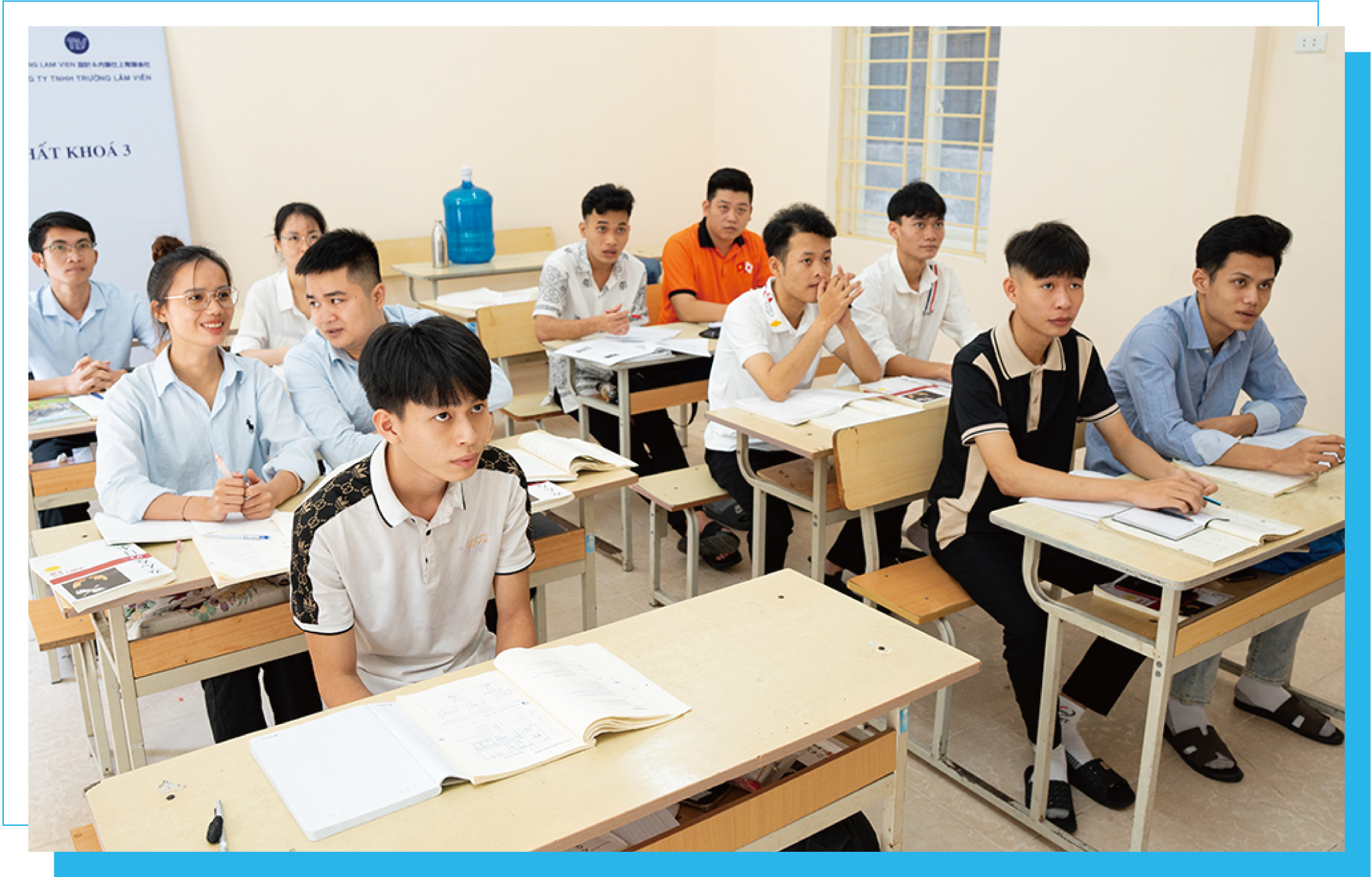 集中力を維持するため、日本語の授業と実技講習を午前と午後に分けて行う